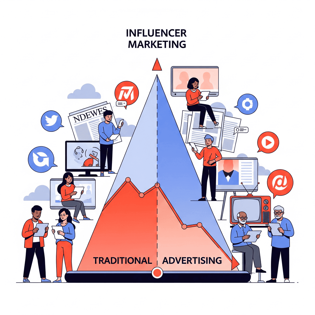 Influencer marketing platforms replacing traditional advertising, digital transformation in marketing